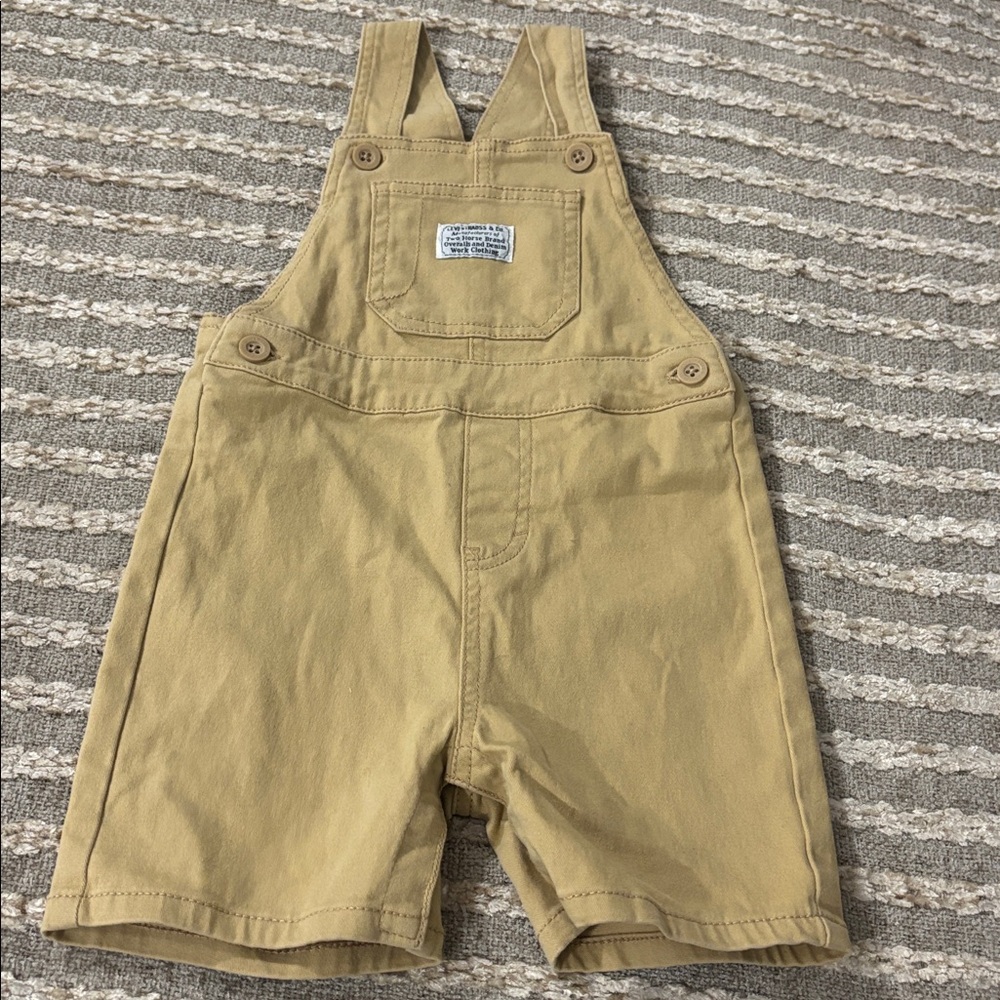 Levi’s Kids Tan Shorts Overalls Size 24m - Picture 1 of 15